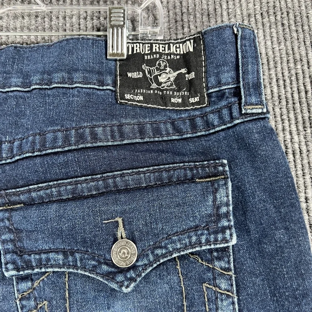 True Religion Rocco Jeans Mens 40 Distressed Relaxed Skinny‎ Big T Flap Pocket